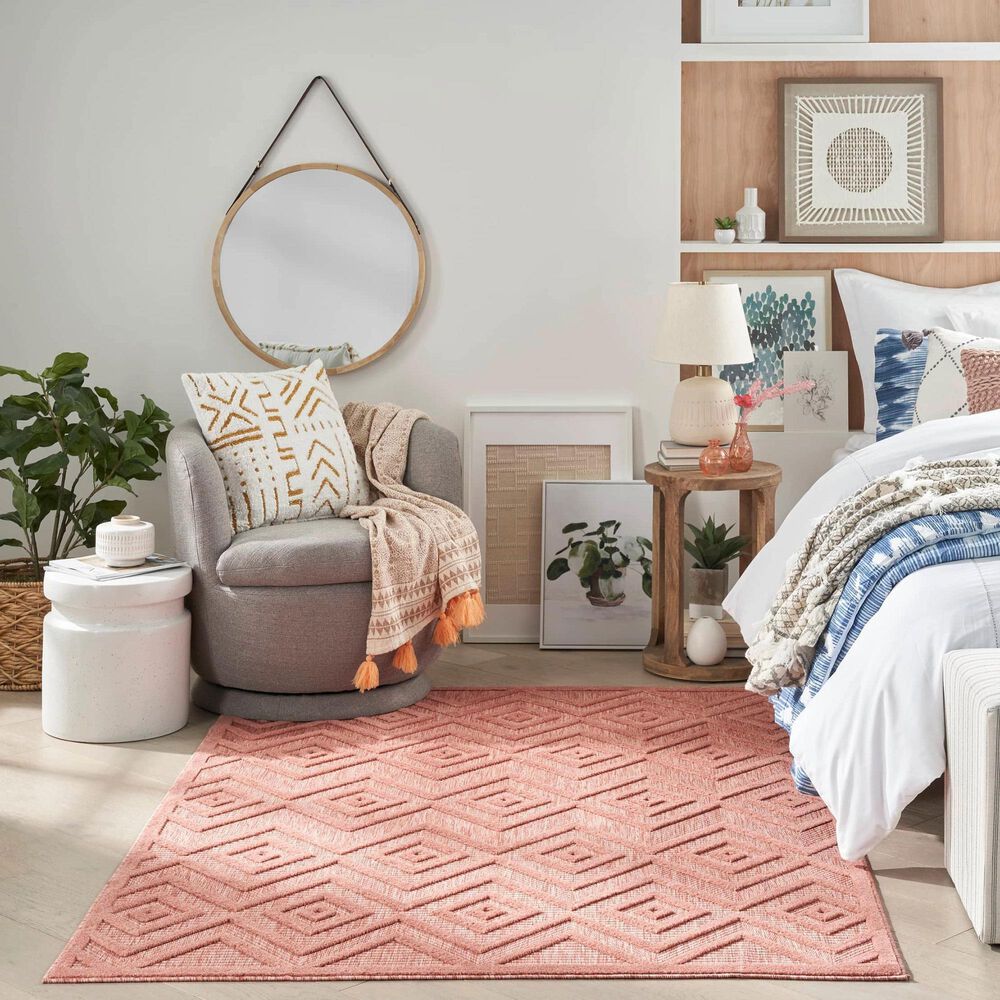Nourison Versatile 6&#39; x 9&#39; Coral and Orange Indoor/Outdoor Area Rug, , large