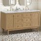 James Martin Vanities Laurent 60" Double Bathroom Vanity in Light Natural Oak with 3 cm Carrara White Marble Top and Rectangular Sinks, , large