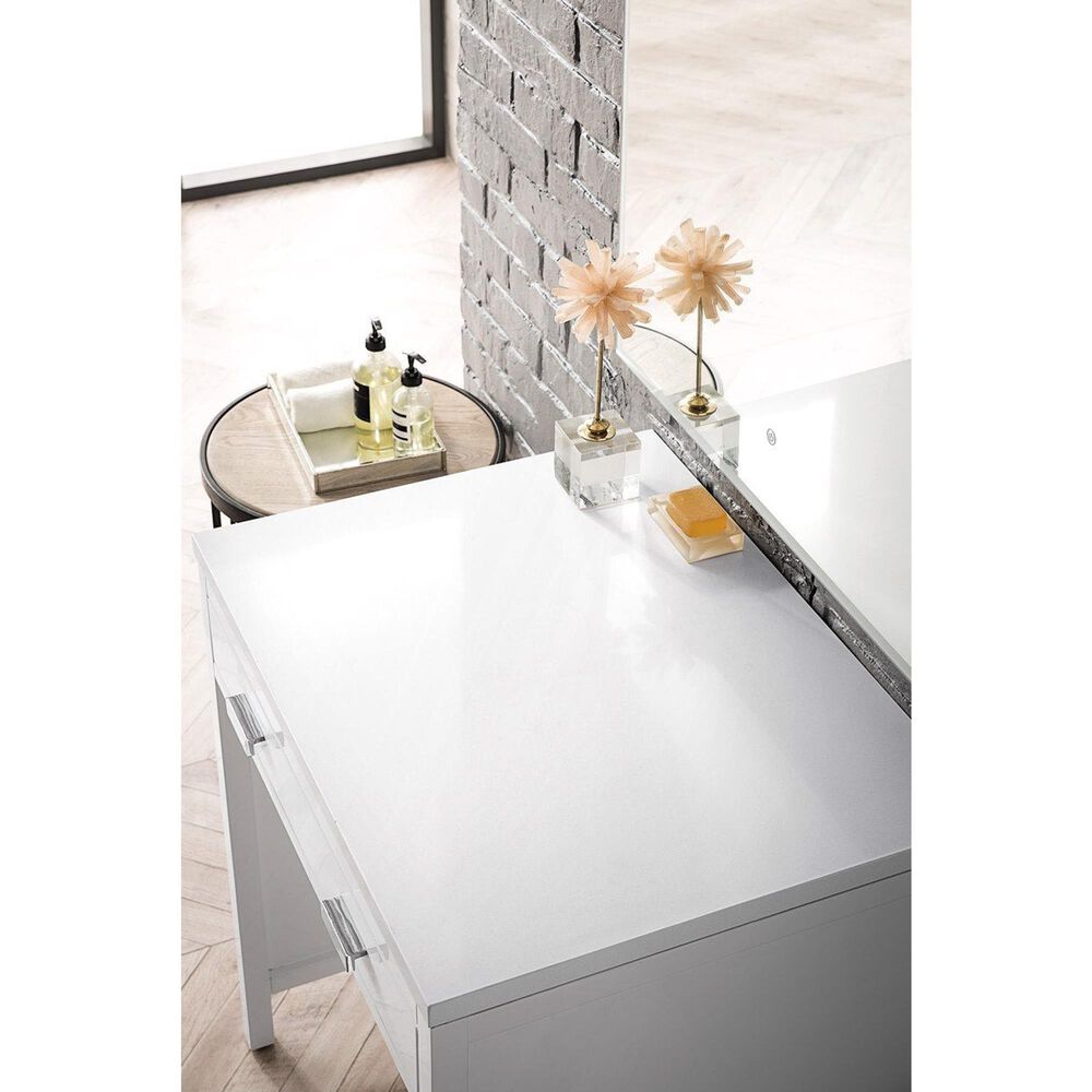 James Martin Vanities Addison 30&quot; Freestanding Countertop Unit in Glossy White with 3 cm White Zeus Quartz Top, , large
