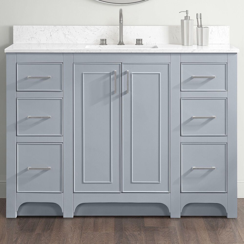 37B Lucerne 48" Single Bathroom Vanity in Soft Blue with Marble Top and Backsplash, , large