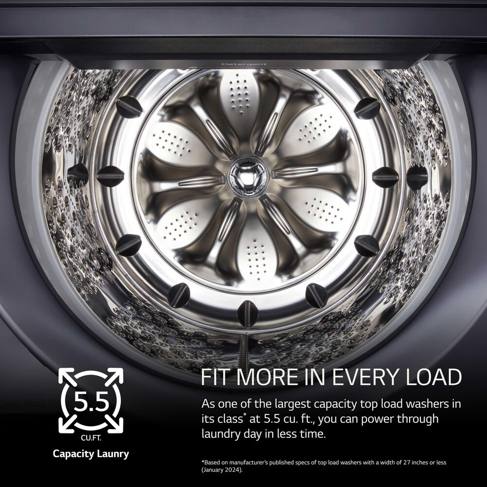 LG 5.5 Cu. Ft. Mega Capacity Top Load Smart Washer with EasyUnload &amp; AI Sensing, , large