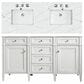 James Martin Vanities Brittany 60" Double Bathroom Vanity in Bright White with 3 cm Ethereal Noctis Quartz Top, , large