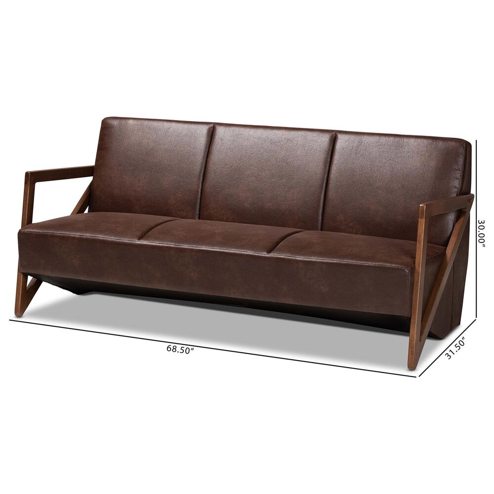 Baxton Studio Christa Stationary Sofa in Dark Brown, , large