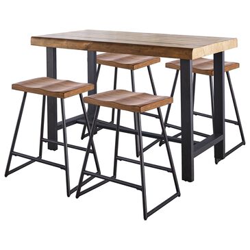 Steve Silver Landon 5-Piece Counter Height Dining Set in Natural Honey, , large