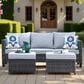 HOMLUX 3-Piece Modular Outdoor Sofa Set with Two Ottomans in Gray, , large