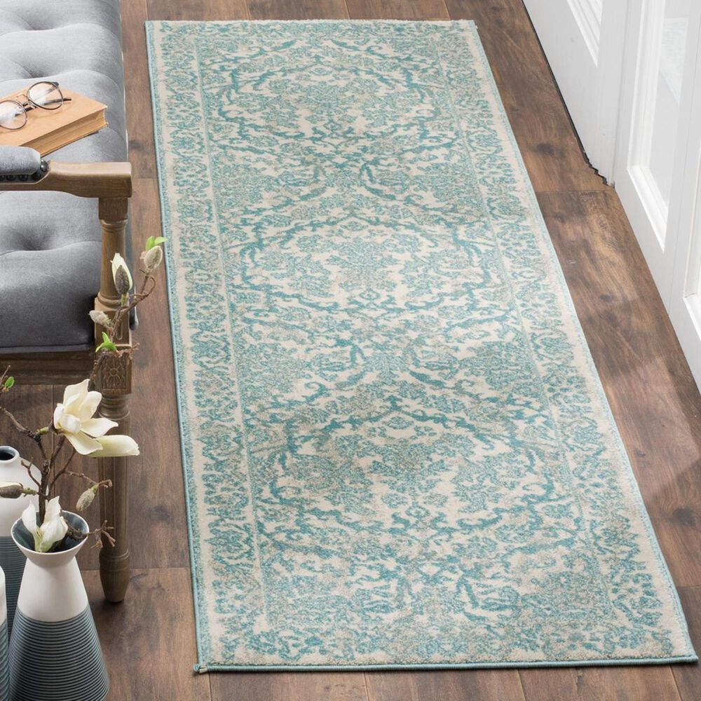 Safavieh Evoke EVK242C 2"2" x 13" Ivory and Light Blue Runner, , large
