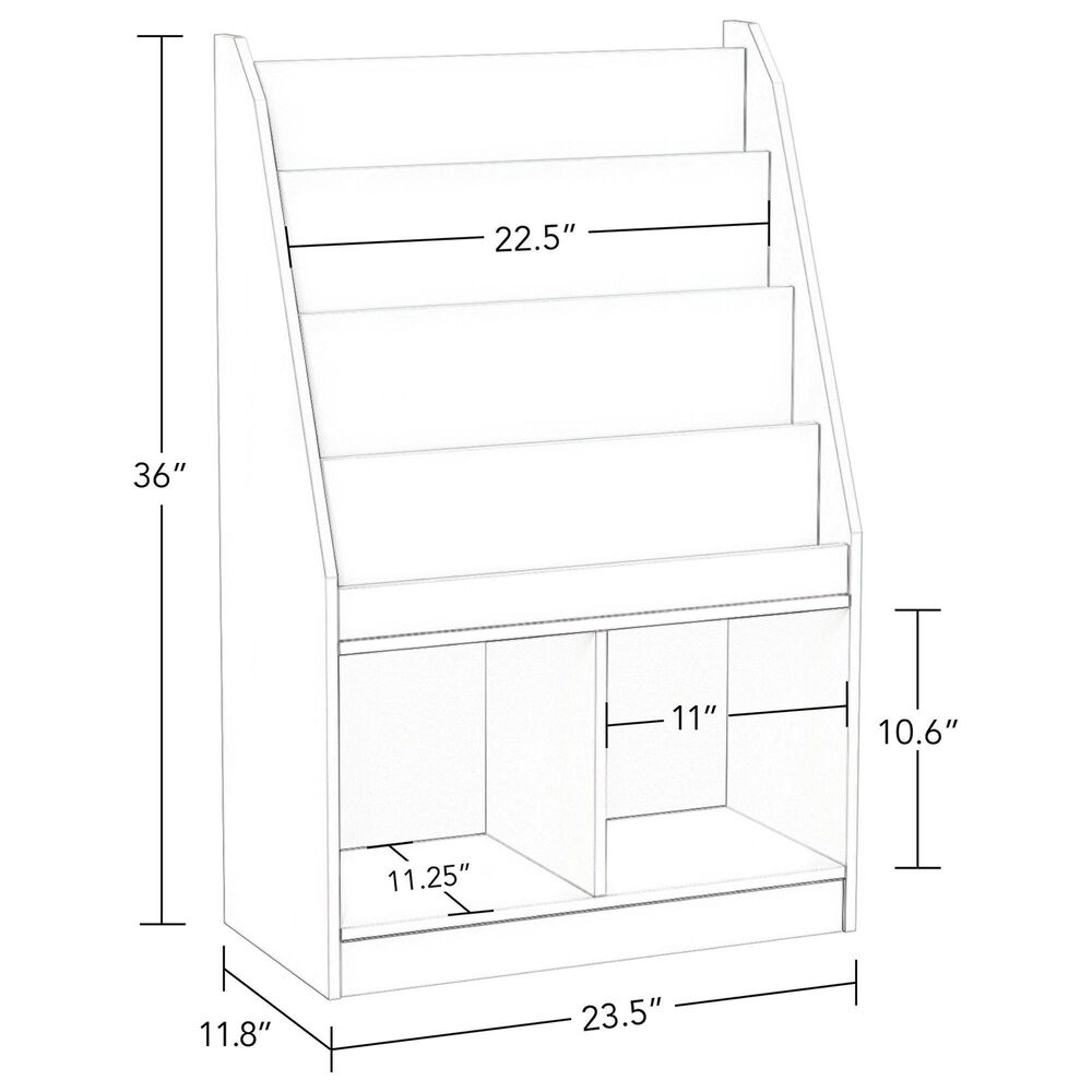 RiverRidge Home 2-Cubby Kid Book Rack with 2-Blue Bin in White, , large