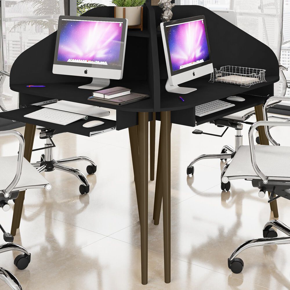 Dayton Bradley 4-Piece Sectional Cubicle Desk in Black, , large