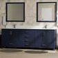 Lexora Home Jacques 80" Double Bathroom Vanity in Navy Blue with 2 cm White Quartz Top and Rectangular Sinks, , large