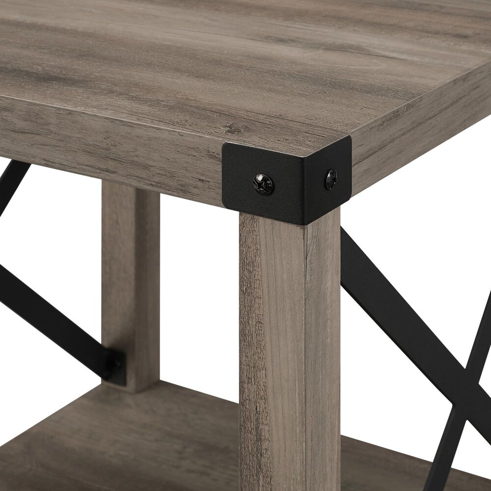 Walker Edison Barn Door Side Table in Grey Wash, , large