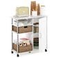 HOMLUX Helena 4-Tier Utility Kitchen Island and Storage Cart in White Oak and Chrome, , large