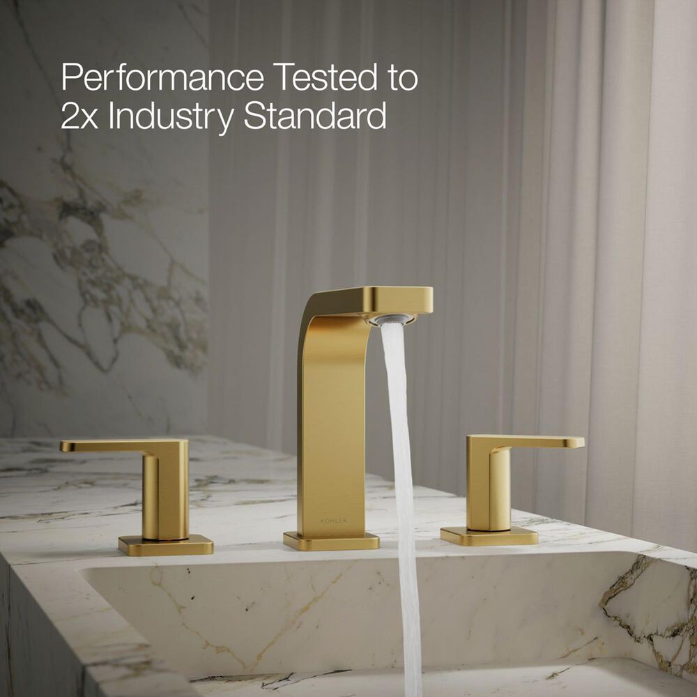 Kohler Parallel Widespread Bathroom Sink Faucet in Vibrant Brushed Moderne Brass, , large