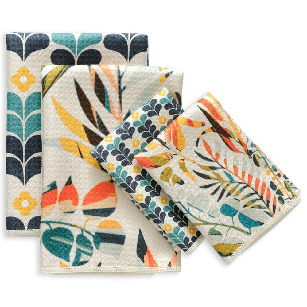 Werkshoppe Colorful Leaves All Purpose Towel in Blue and Multicolor (Set of 4), , large