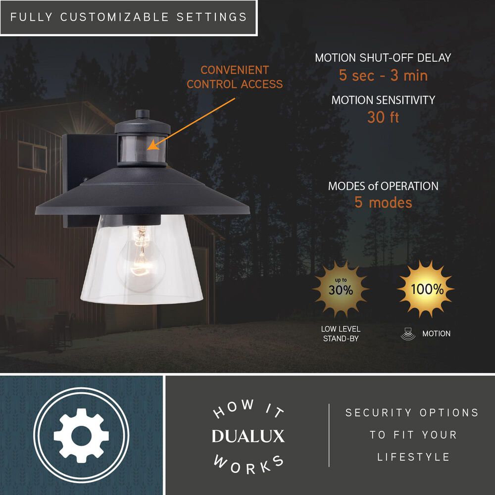 Vaxcel Westport 1-Light Outdoor Motion Sensor Wall Sconce in Textured Black, , large