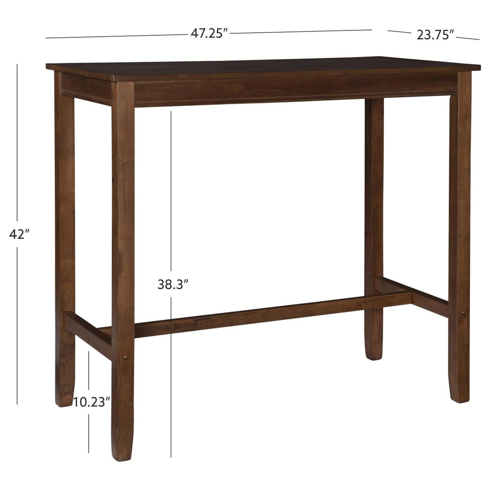 Linon Home Decor Claridge Bar Height Pub Table in Rustic Brown - Table Only, , large