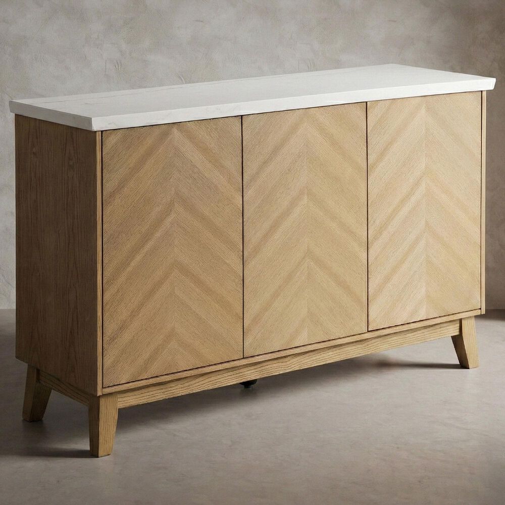 Furniture of America Nayel 3-Door Genuine Marble Top Server in Natural, , large