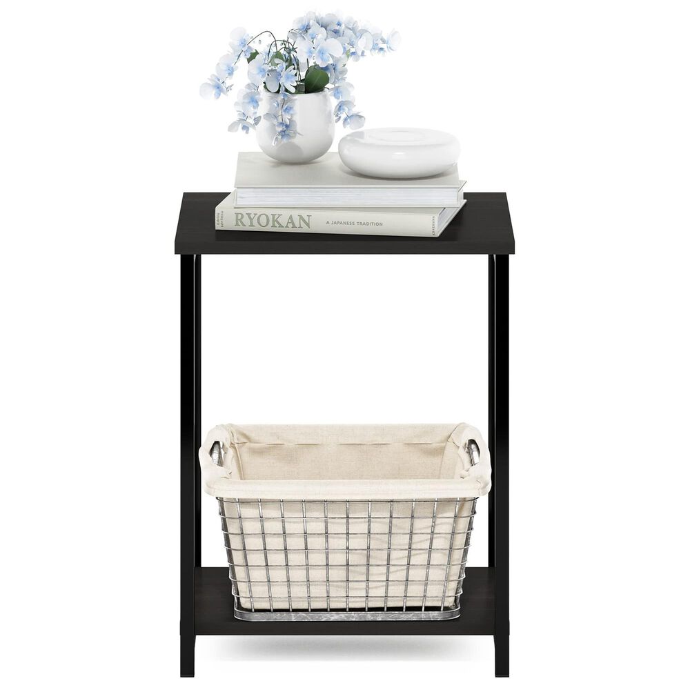 HOMLUX 2-Tier End Table with Open Shelf Storage Display in Espresso, , large