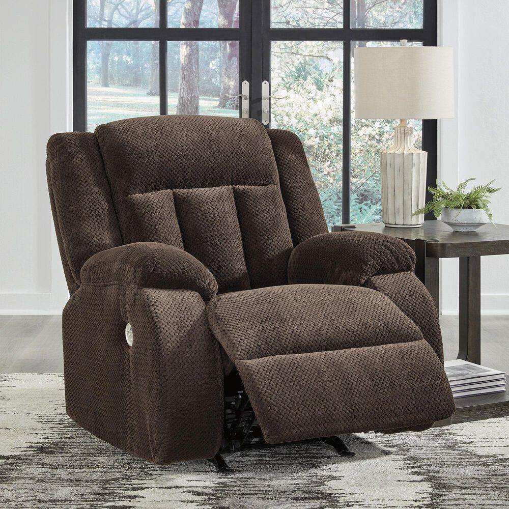 Ashley Observation Power Rocker Recliner in Chocolate, , large