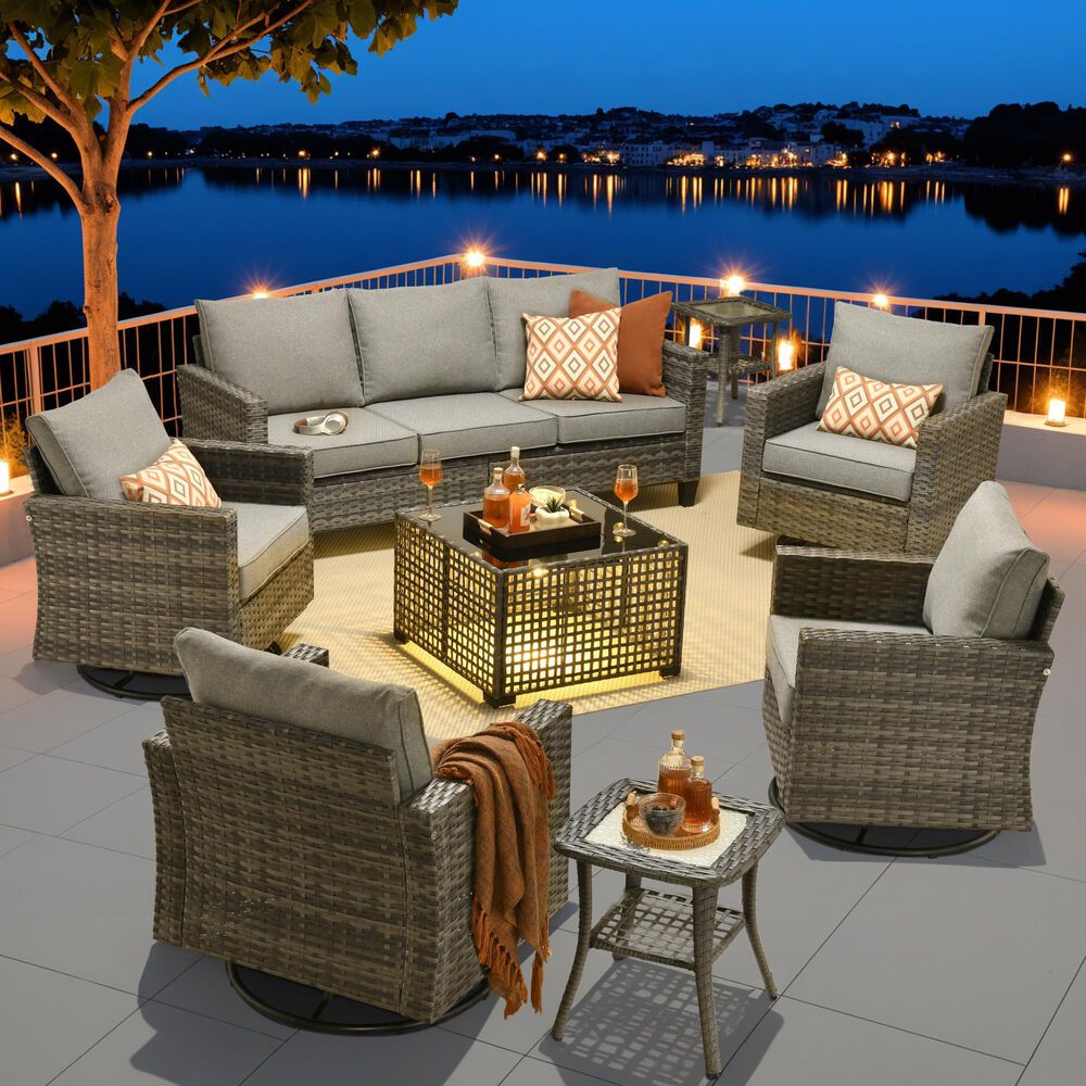HOMLUX 8-Piece Outdoor Patio Furniture Set in Dark Grey, , large