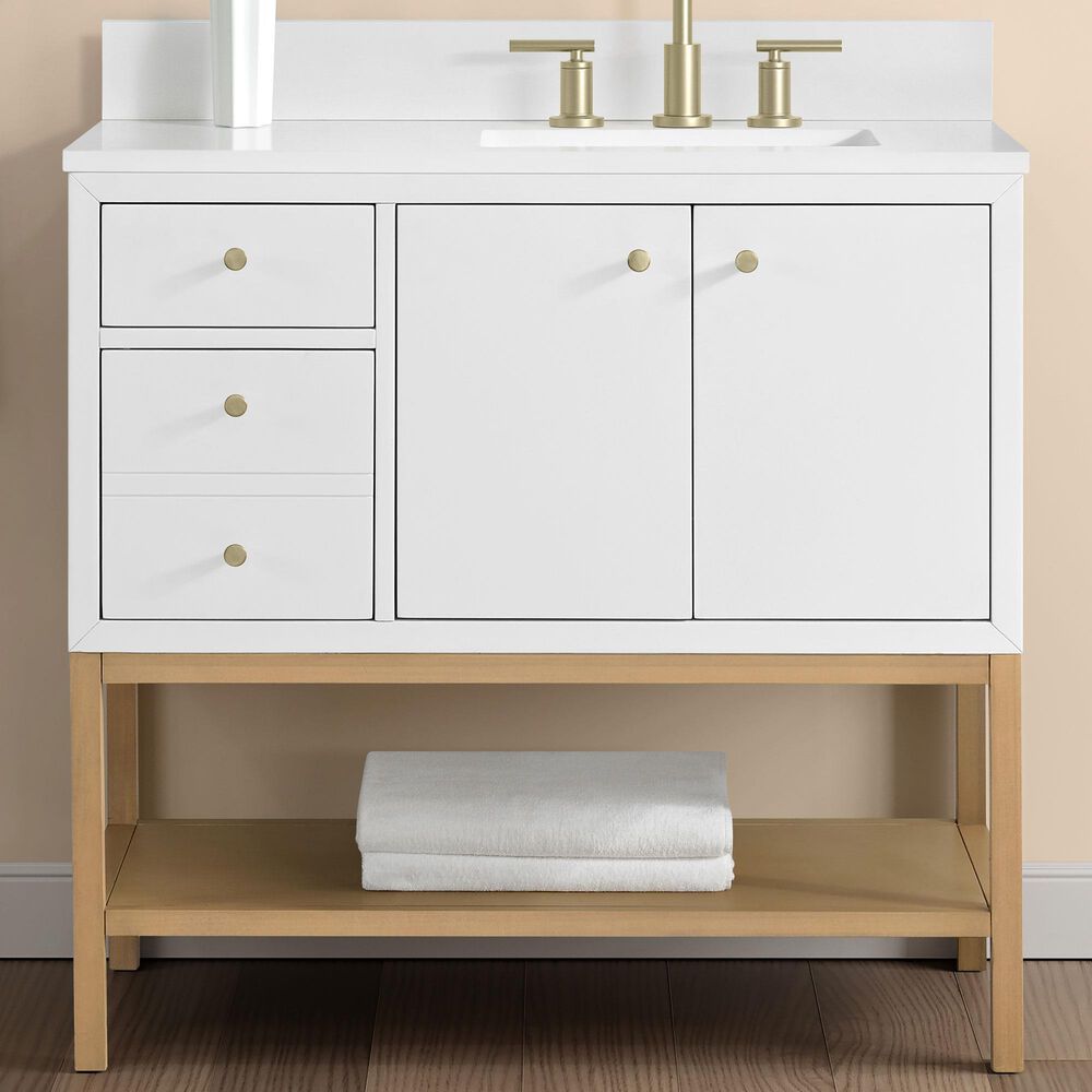 37B Isadore 36" Single Bathroom Vanity Cabinet in Bright White and White Composite Stone Top and Backsplash, , large