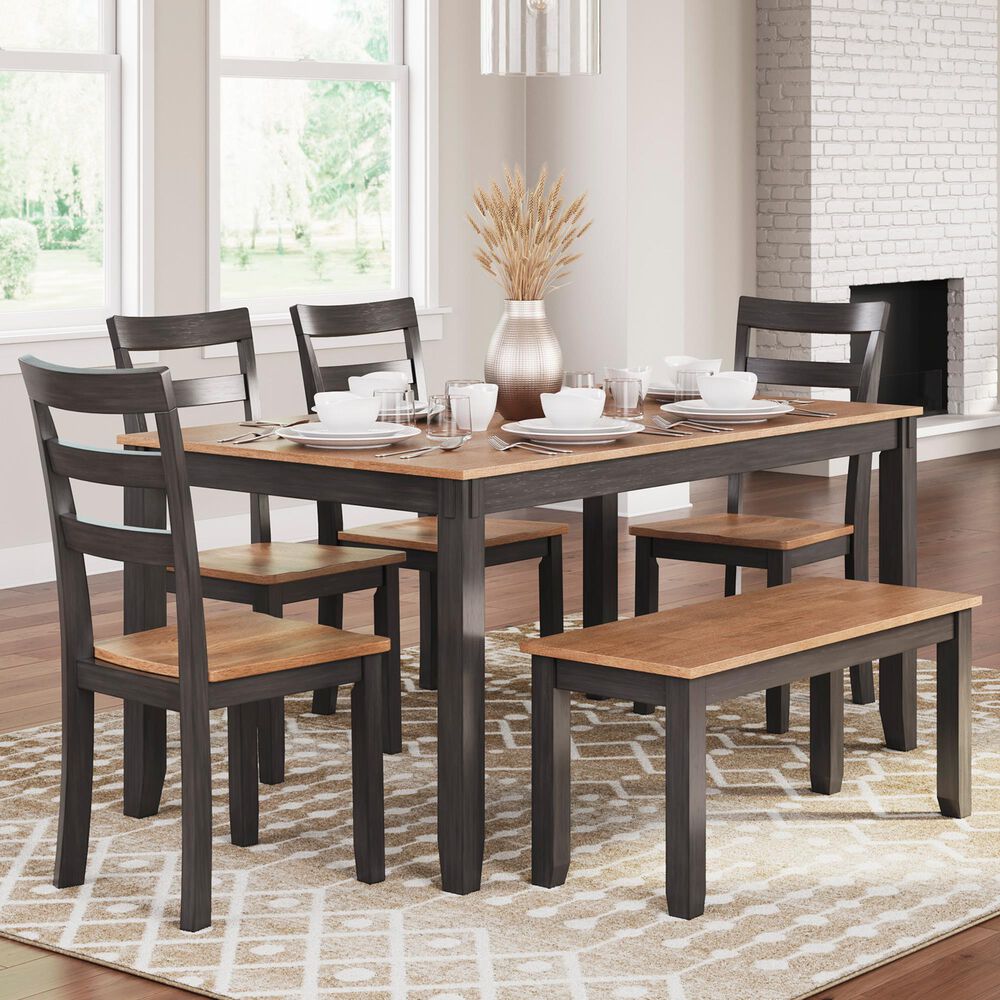Ashley Gesthaven 5-Piece Rectangular Dining Set in Light Natural and Dark Brown, , large