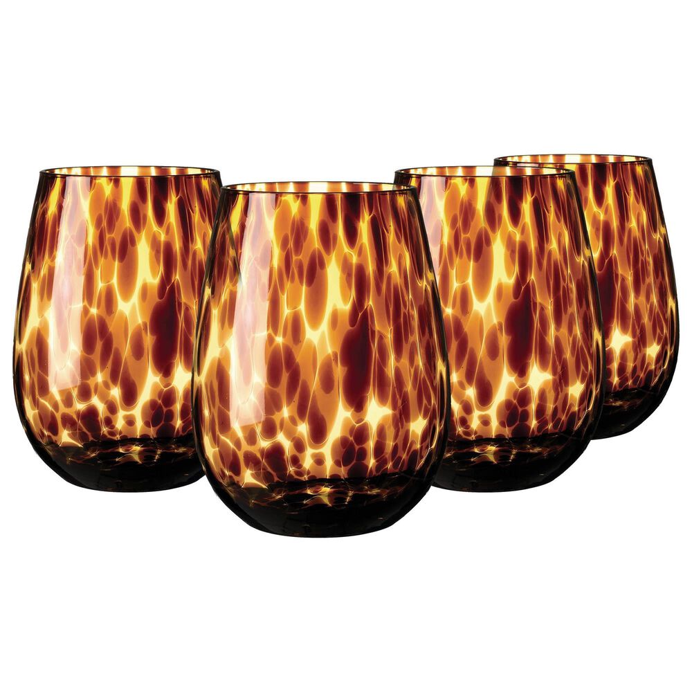 Gifts Plus 16.91 Oz Stemless Wine in Tortoise (Set of 4), , large