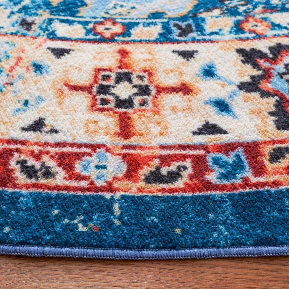 Safavieh Riviera 6&#39;7&quot; Round Blue and Gold Area Rug, , large
