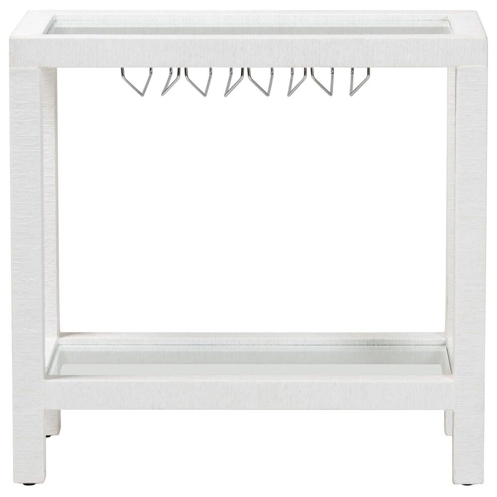 Baxton Studio Oaklynn Two-Tier Bar Table with Glass Shelves and Stemware Rack in White, , large