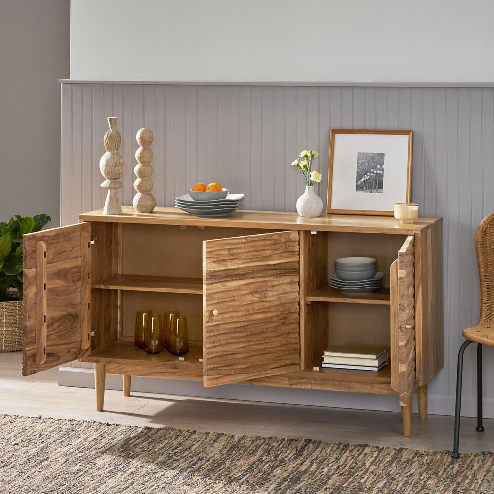 Hearth and Haven 3-Door Sideboard in Natural, , large