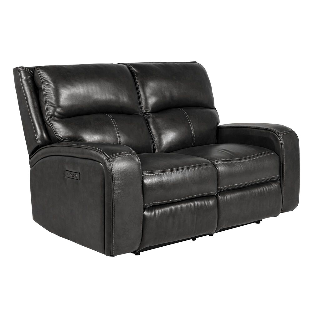 Oxford Furniture Leather Power Reclining Loveseat with Power Headrest