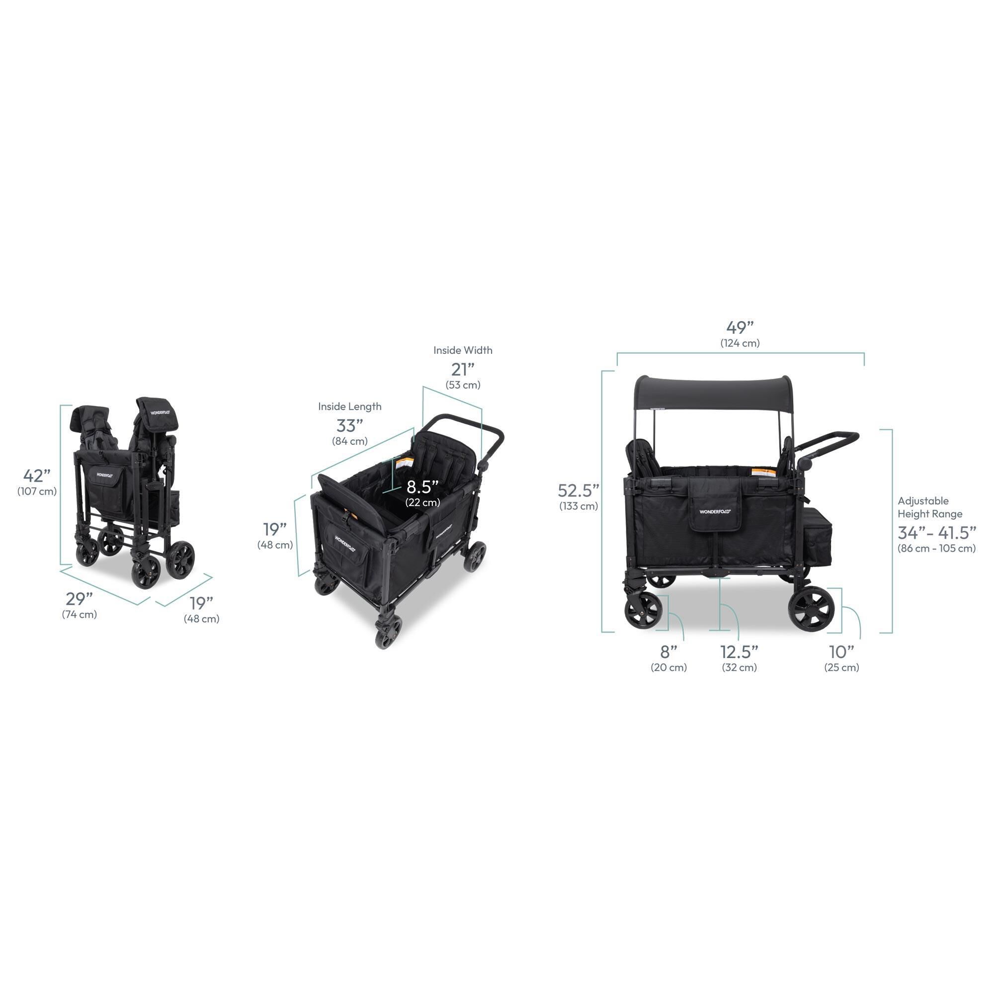 Wonderfold Elite Pro 4-Seater Stroller Wagon in Jet Black