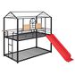 Hearth and Haven Twin over Twin House Bunk Bed with Built-in Slide in Black and Red, , large