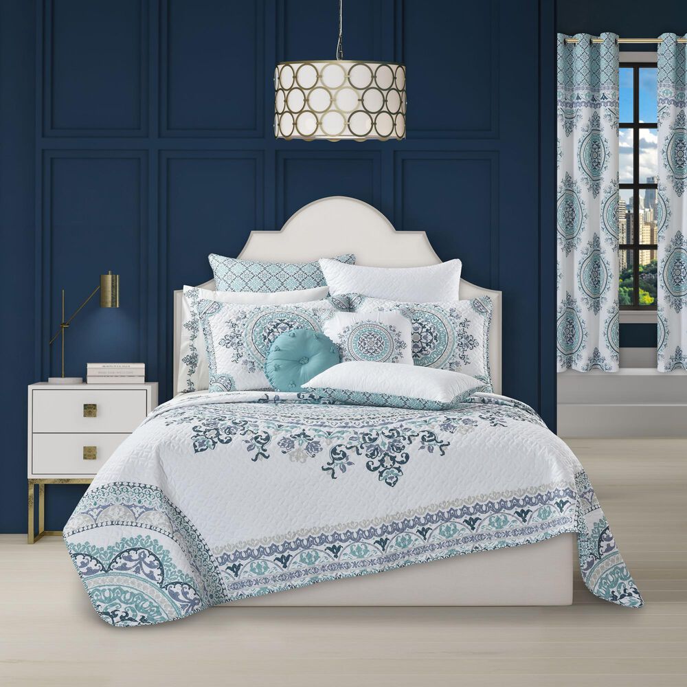 J. Queen New York Afton 3-Piece King/California King Quilt Set in Blue and White, , large