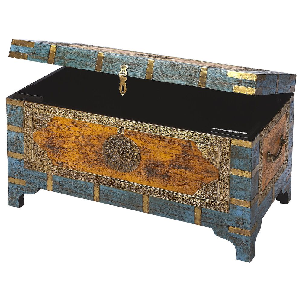 Butler Nador Storage Trunk in Blue and Gold, , large