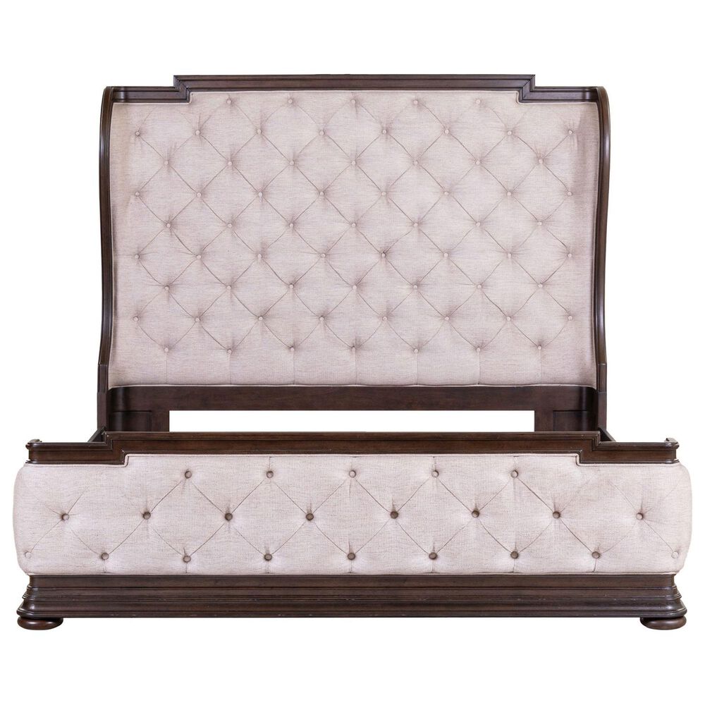 Belle Furnishings Provence Park 3-Piece King Upholstered Shelter Bedroom Set in Chateau Brown, , large
