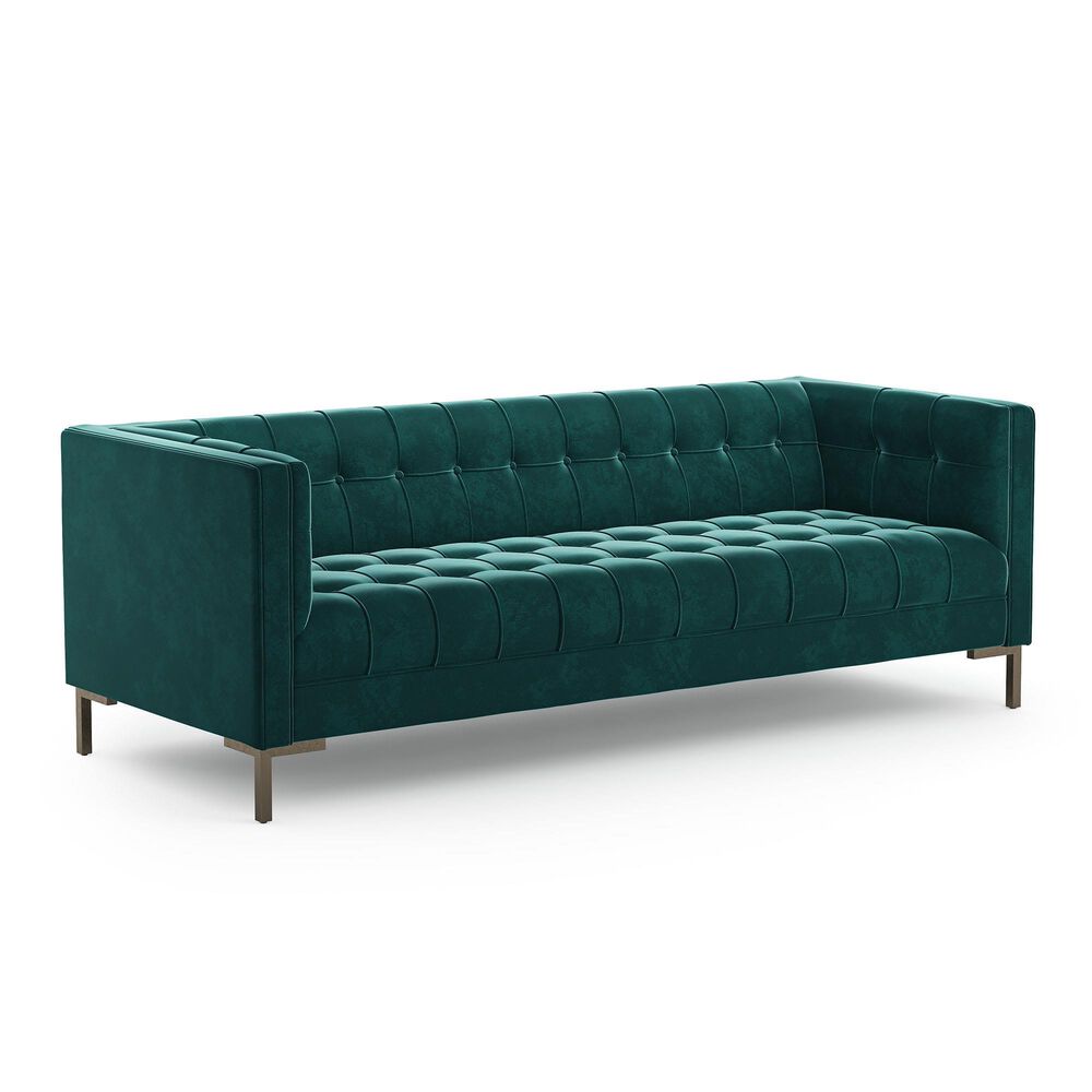 37B Isaac Stationary Sofa in Green Velvet, , large