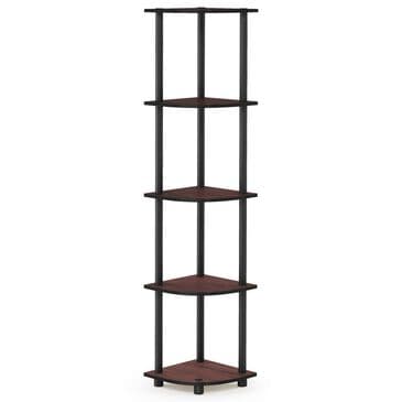 HOMLUX 5-Tier Modern Tall Corner Open Bookshelf in Dark Cherry and Black, , large