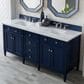 James Martin Vanities Brittany 72" Double Bathroom Vanity in Victory Blue with 3 cm Carrara White Marble Top and Rectangle Sinks, , large