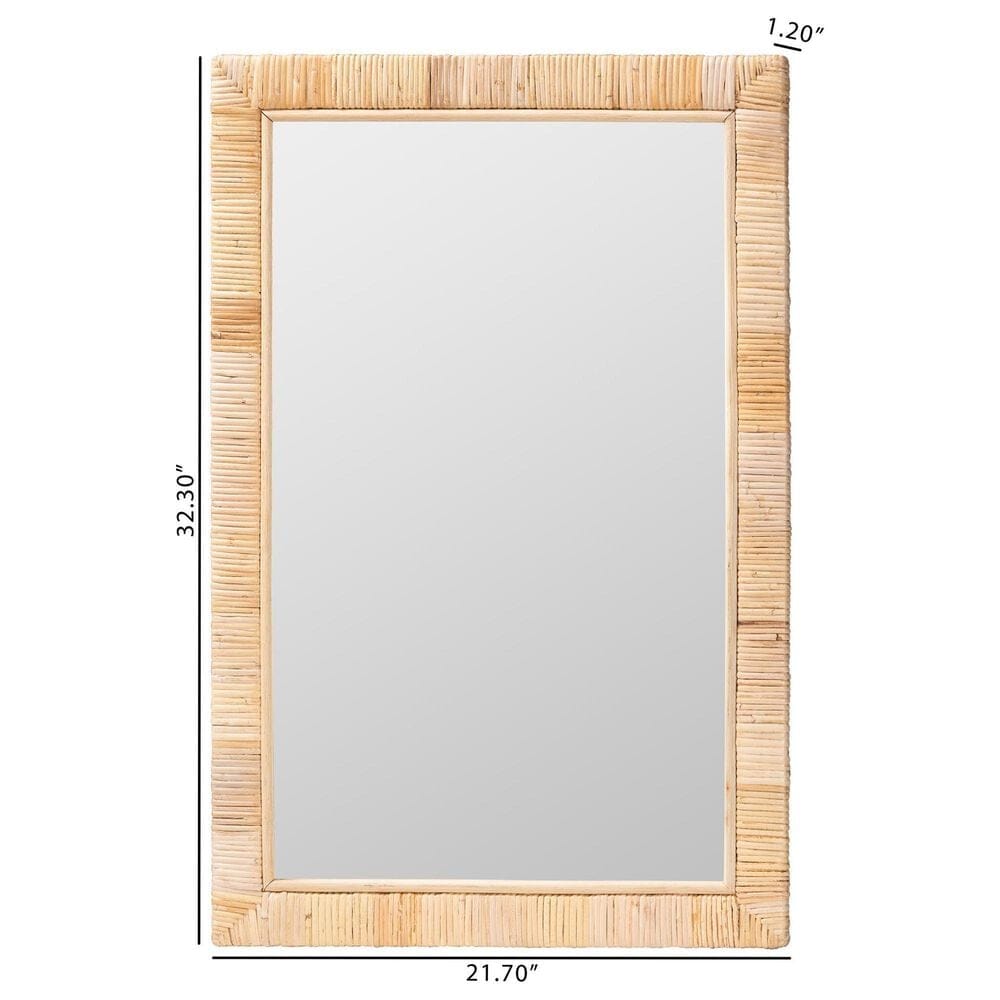 bali &amp; pari Lankston Rattan Rectangular Accent Wall Mirror in Natural, , large