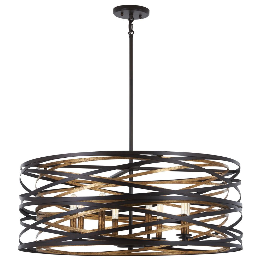 Minka-Lavery Vortic Flow 30" 8-Light Pendant Ceiling Light in Dark Bronze, , large