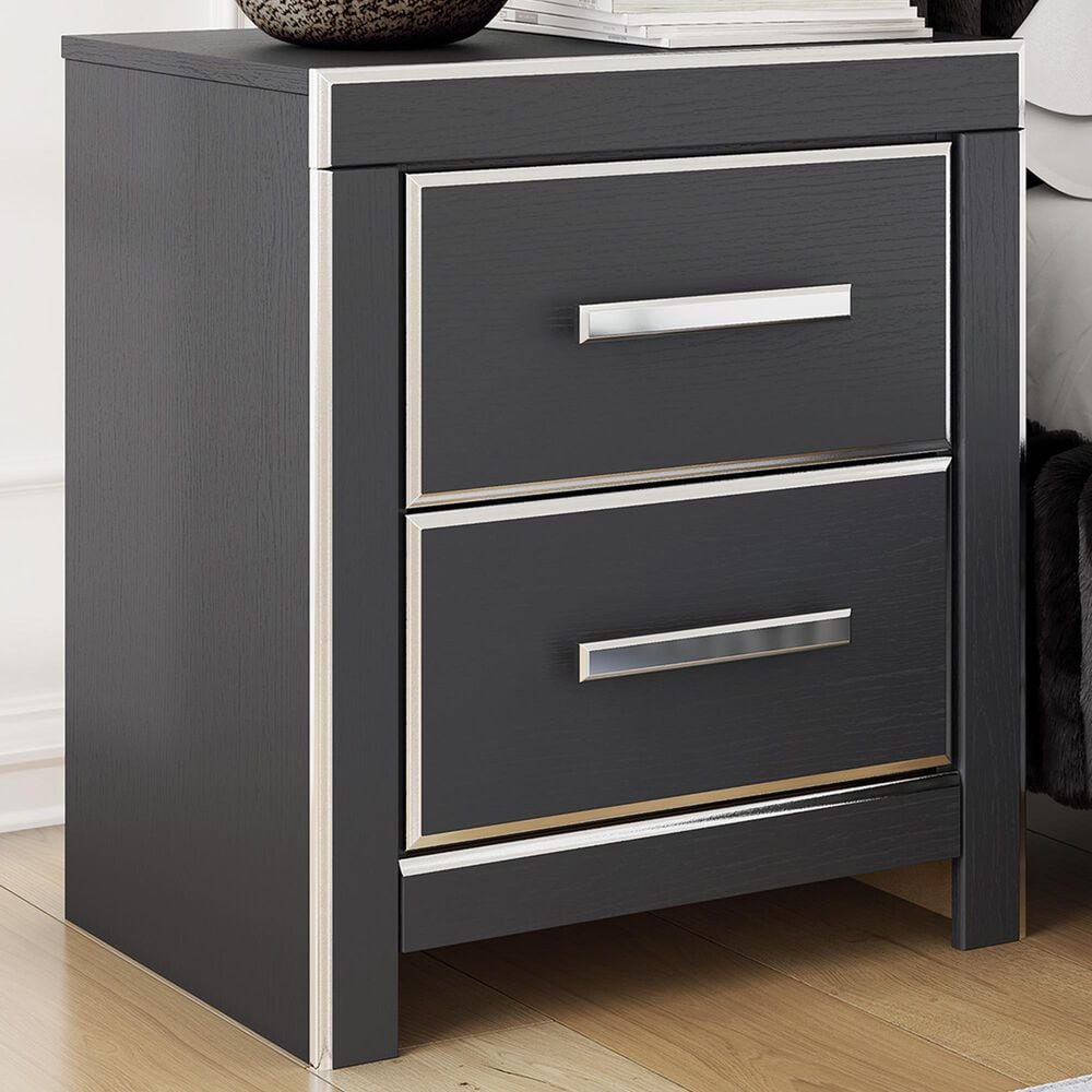 Ashley Zuraleus 2-Drawer Night Stand in Matte Black and Chrome, , large