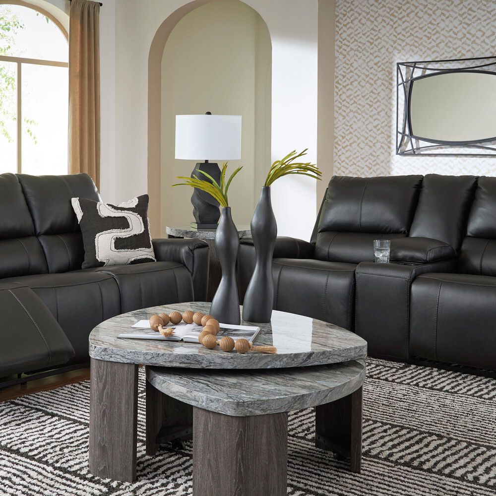 Ashley Glossmore Manual Reclining Loveseat in Black, , large