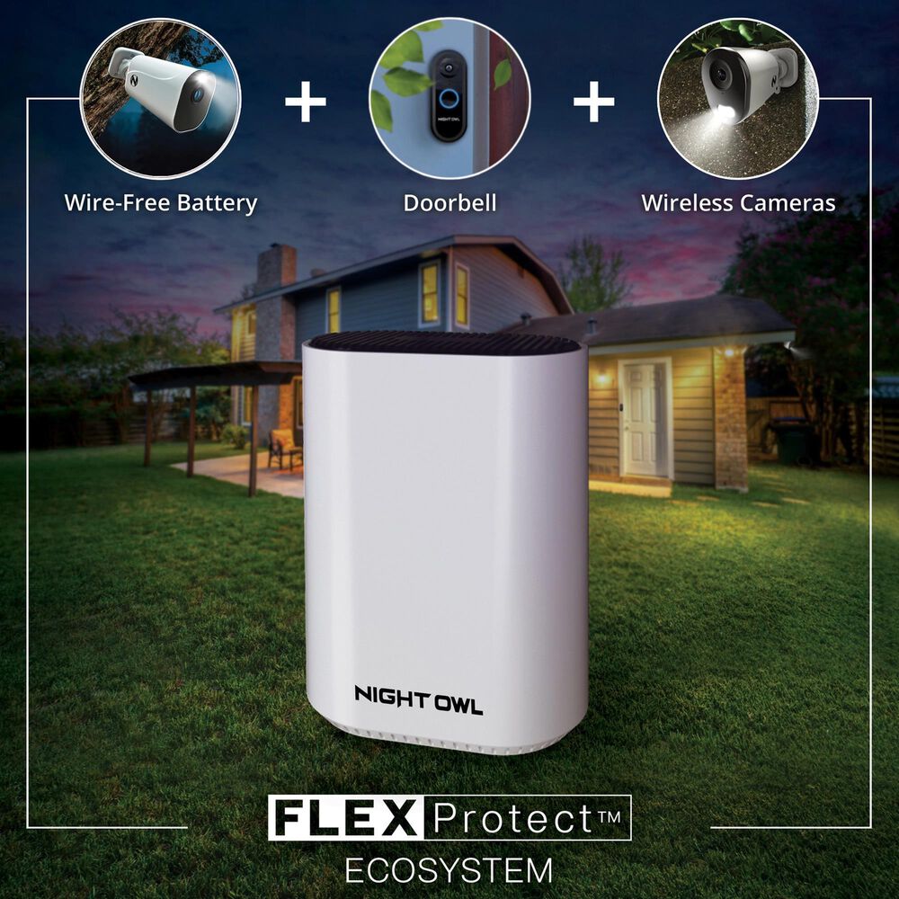 Night Owl Expandable Wi-Fi Security Hub with 3 Wire Free 2K Deterrence Cameras in White, , large