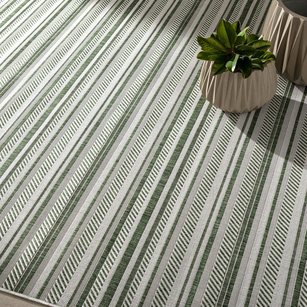 Surya Eagean EAG-2422 Grass Green, Ivory, Dark Green and Seafoam 8&#39;10&quot; x 12&#39; Indoor/Outdoor Area Rug, , large