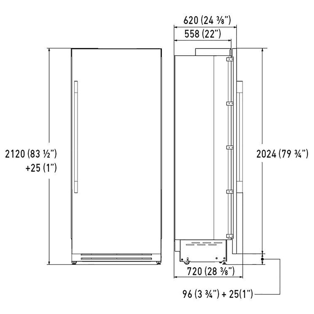 Fulgor Milano 700 Series 21.54 Cu.Ft. Built-In Fridge Column with Right Hinge in Stainless Steel, , large