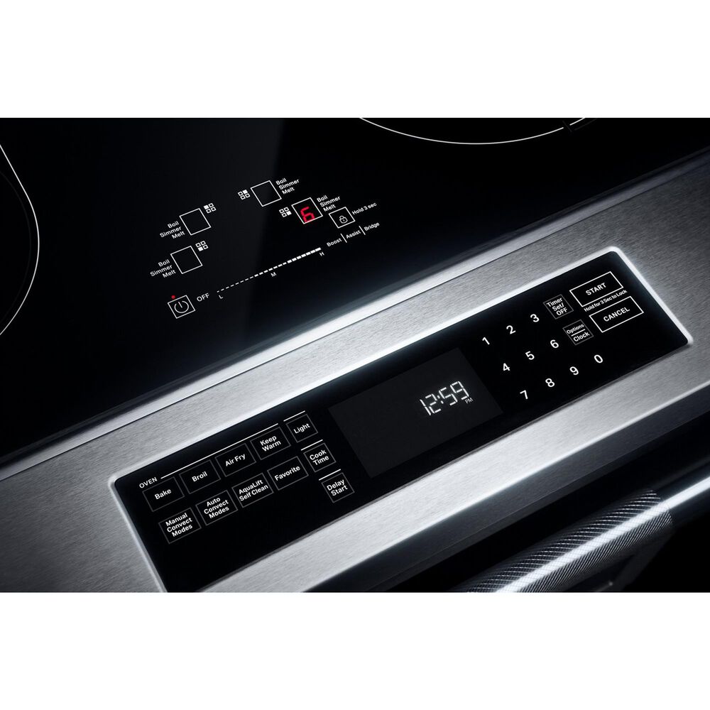 JennAir 6.2 Cu. Ft. Slide-In Electric Induction Range in Stainless Steel and Black, , large