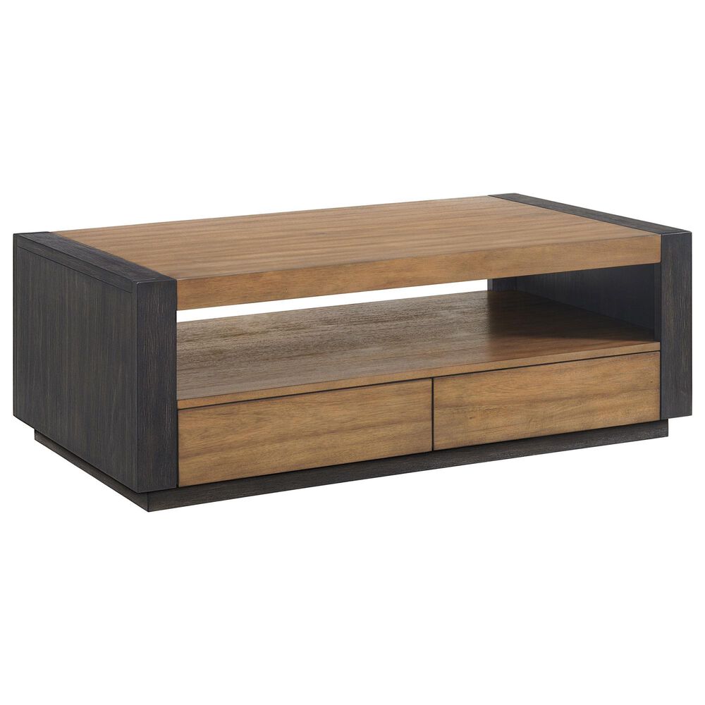 Mayberry Hill Breckenridge 2-Drawer Coffee Table in Light Oak and Black, , large