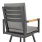 Armen Living Crown Patio Swivel Bar Stool with Dark Gray Cushion in Black, , large