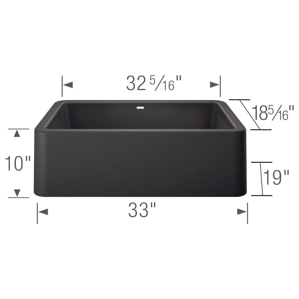 Blanco Ikon 33" Apron Single Bowl Farmhouse Sink in Anthracite, , large