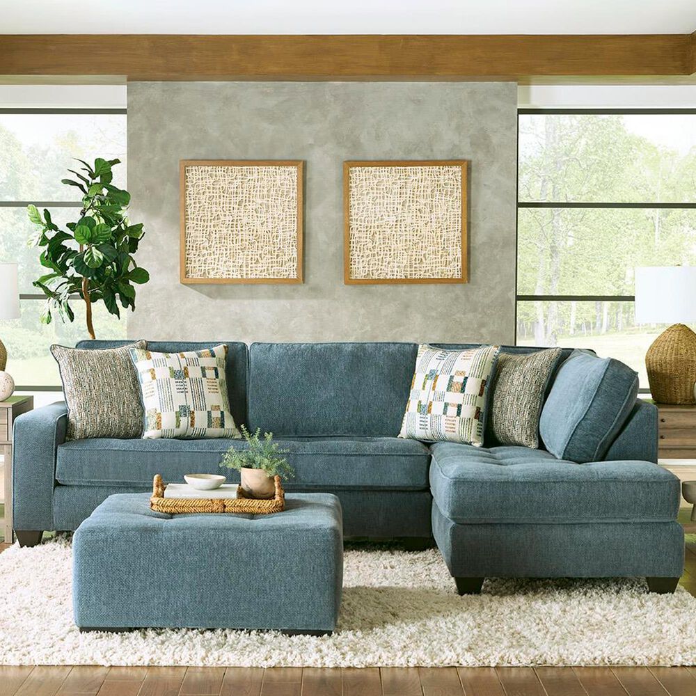 ViviCasa Empanada 2-Piece Stationary Right Facing Sectional in Blue, , large